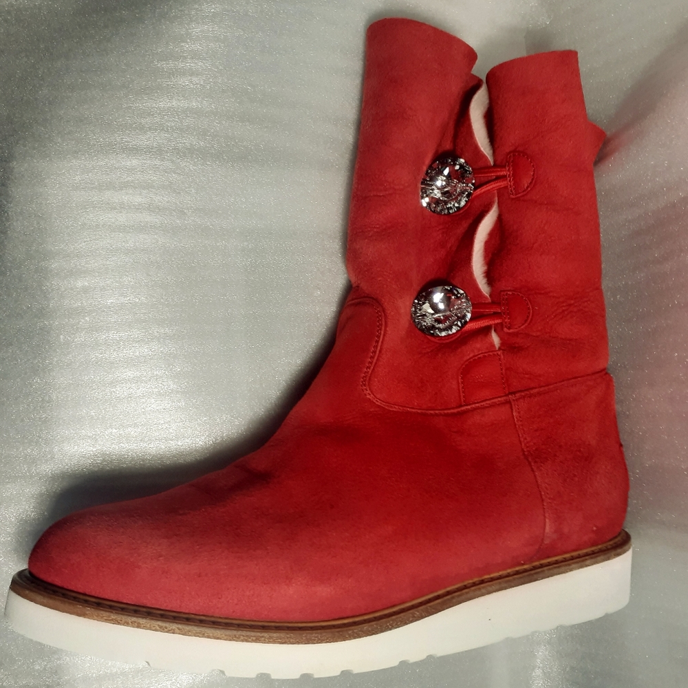NANDO MUZI Italian Sheepskin Swarovski crystal Embellished Fur Shearling boot